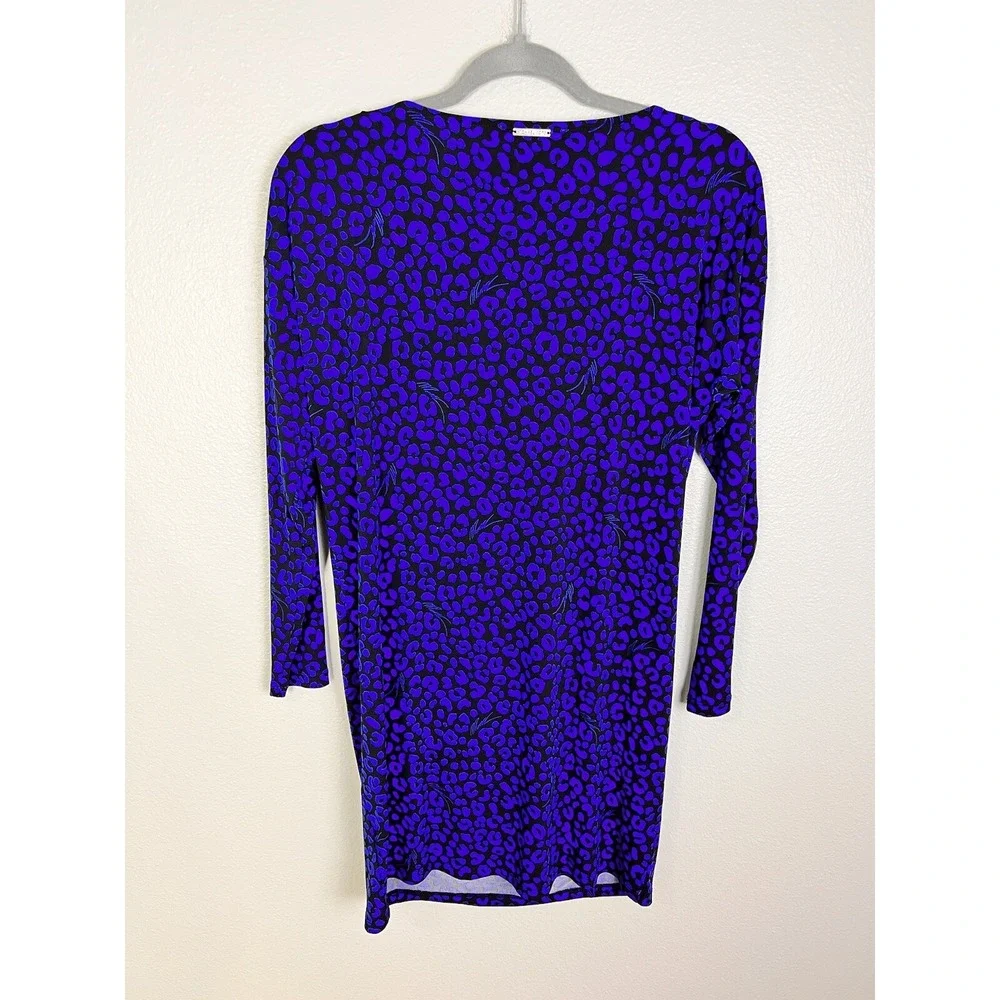 Michael Kors P/S Petite Small Blue Leopard Print‎ Stretch Shift Dress Tunic